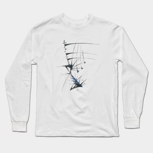 Static Unique Blue Black White Abstract Long Sleeve T-Shirt